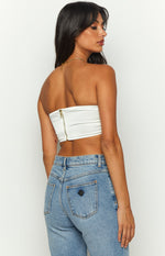 Kylen White Strapless Bandeau Crop Image