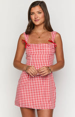 Layla Red Gingham Tie Back Mini Dress Image