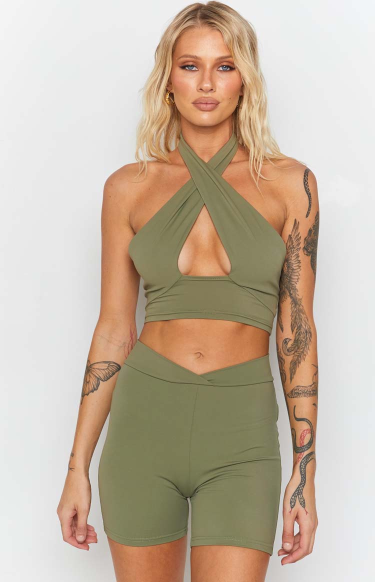 Lost City Crop Top Khaki Image