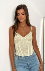 Lace Lotus Cream Corset Top Image