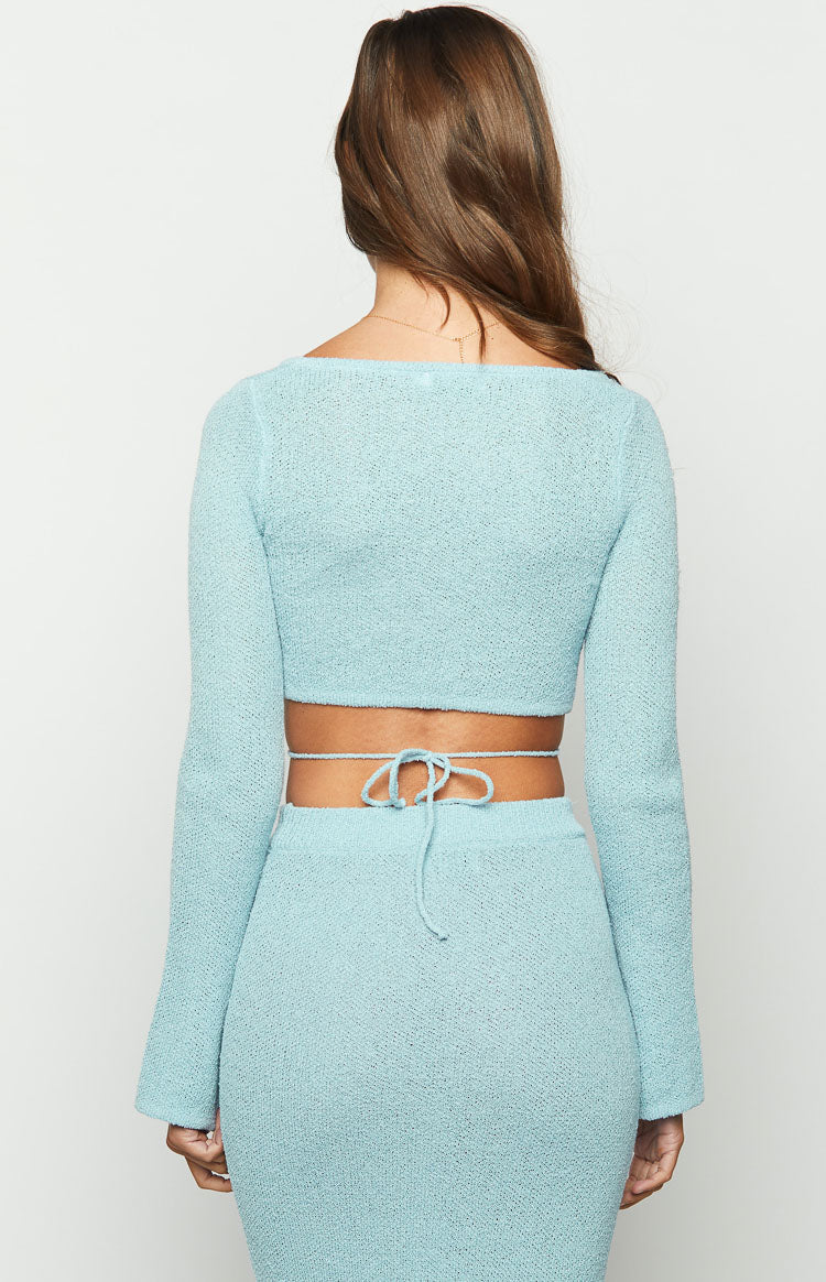 Laila Blue Long Sleeve Knit Top Image