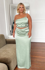 Lala Sage Satin Maxi Skirt Image