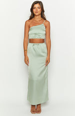 Lala Sage Satin Maxi Skirt Image