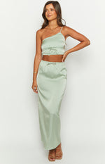 Lala Sage Satin Maxi Skirt Image