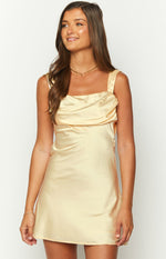 Lamira Yellow Satin Mini Dress Image