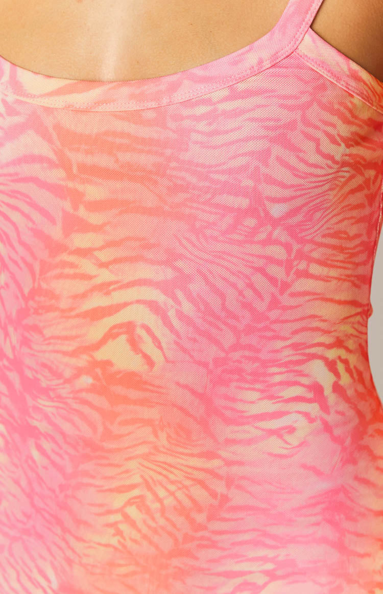 Lana Pink Sunset Tiger Print Mini Dress