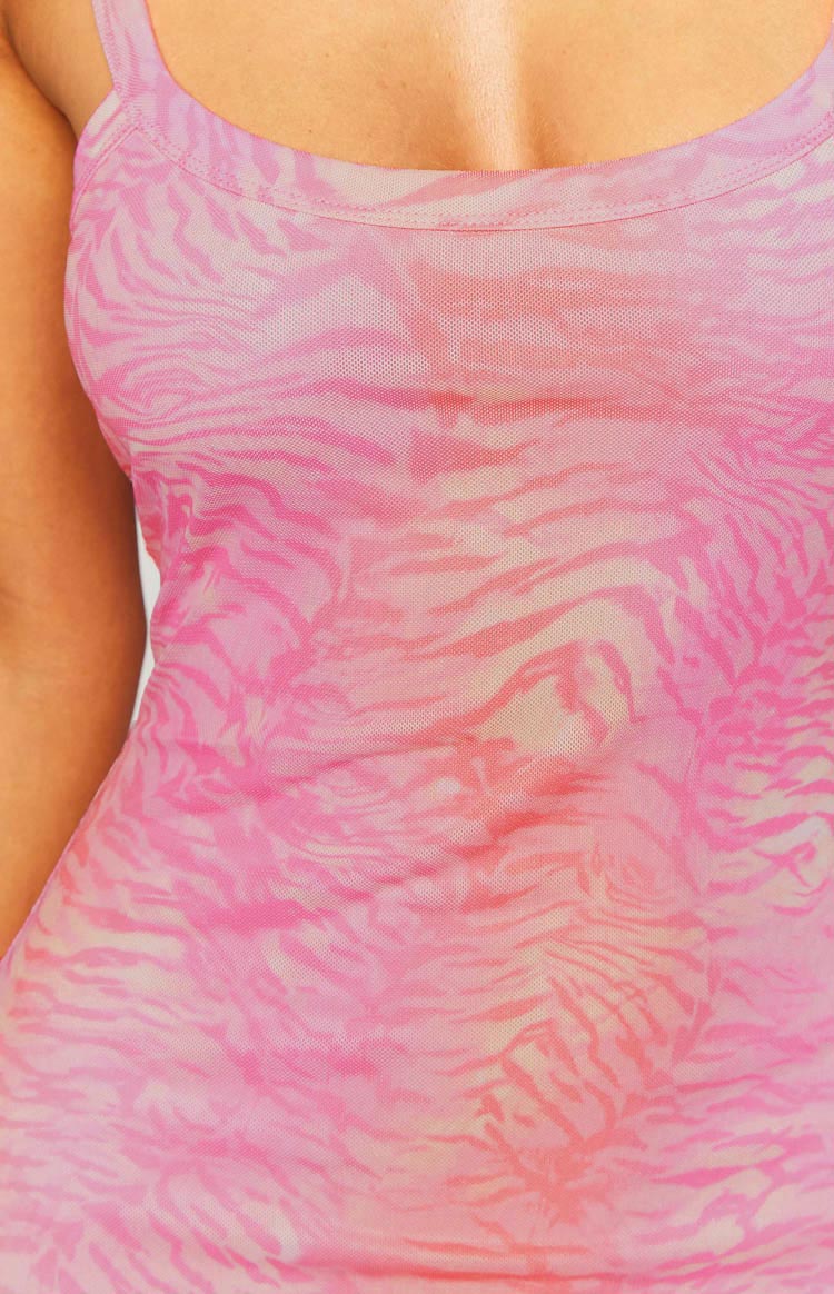 Lana Pink Sunset Tiger Print Mini Dress Image