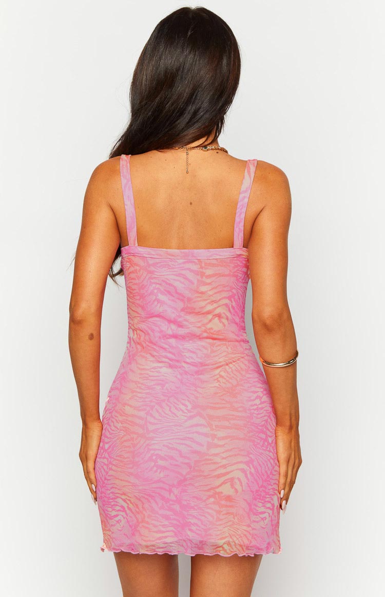 Lana Pink Sunset Tiger Print Mini Dress