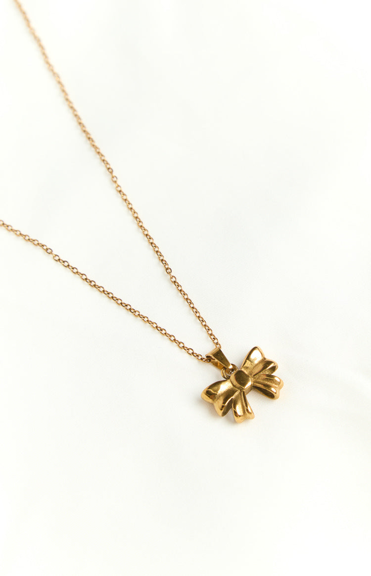 Landon Gold Bow Necklace Image