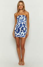 Lauren Blue Print Strapless Mini Dress Image