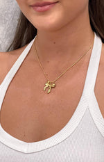 Leander Gold Bow Knot Pendant Necklace Image