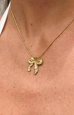 Leander Gold Bow Knot Pendant Necklace Image