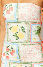 Lee White Roma Print Strapless Mini Dress Image