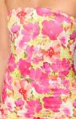 Lee Yellow Floral Pop Strapless Mini Dress Image