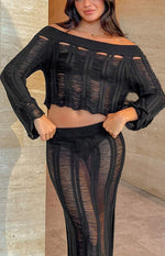 Lennox Black Ladder Knit Top Image