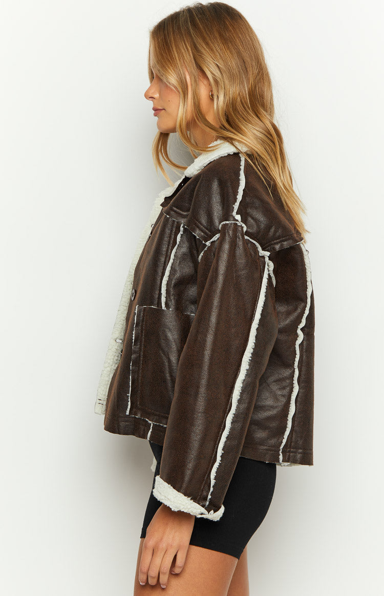 Lewis Brown Fur Detail Jacket