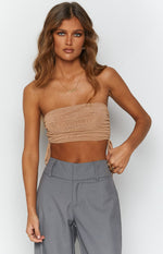 Lexi Tan Mesh Strapless Top Image