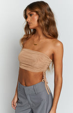 Lexi Tan Mesh Strapless Top Image