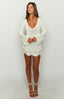 Li White Crochet Long Sleeve Mini Dress