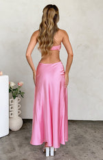 Lili Pink Satin Strapless Maxi Dress Image