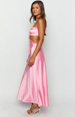 Lili Pink Satin Strapless Maxi Dress Image