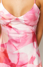 Lilie Pink Satin Print Maxi Dress Image