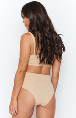 Lille Side Cut Out Knit Bodysuit Beige Image