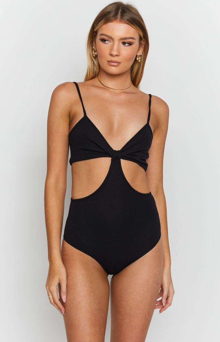 Lille Side Cut Out Knit Bodysuit Black