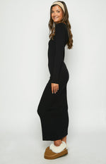 Lily Black Long Sleeve Maxi Dress Image