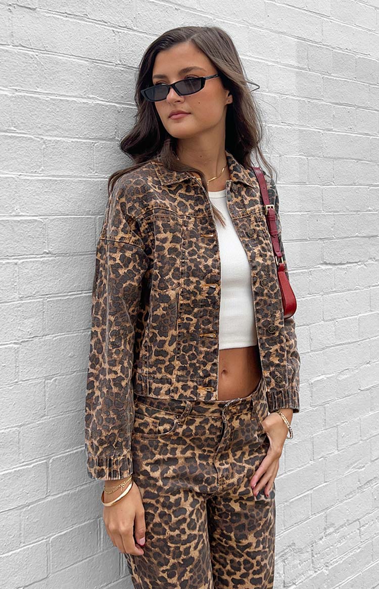 Lioness Carmela Leopard Print Denim Jacket Image