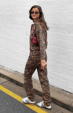 Lioness Carmela Leopard Print Straight Leg Jeans Image