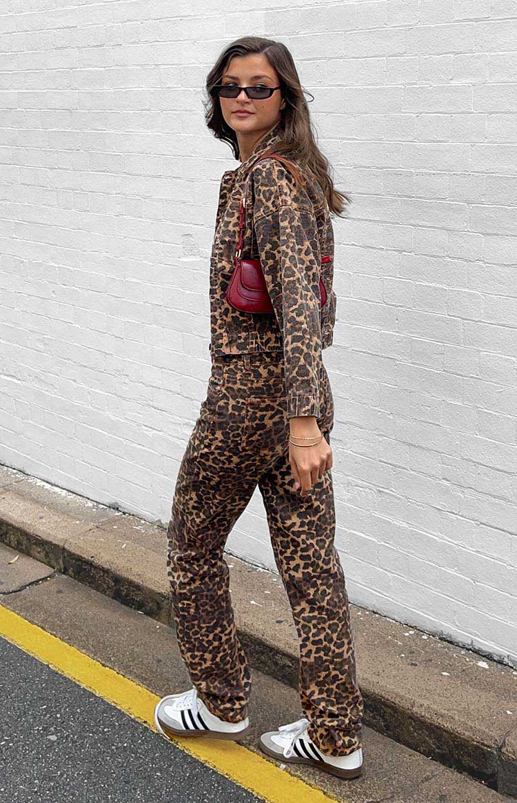 Lioness Carmela Leopard Print Straight Leg Jeans Image