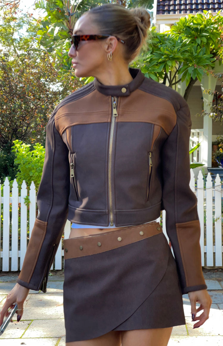 Lioness Chocolate Nueve Biker Jacket Image