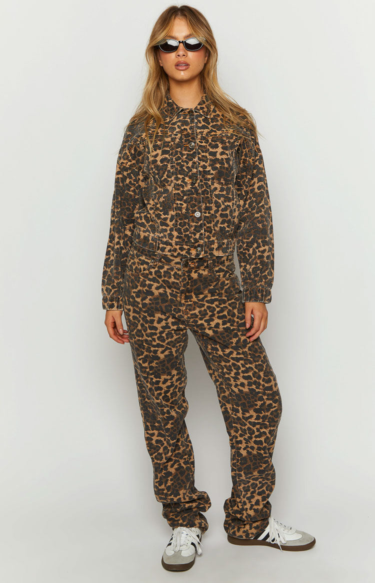 Lioness Carmela Leopard Print Denim Jacket Image