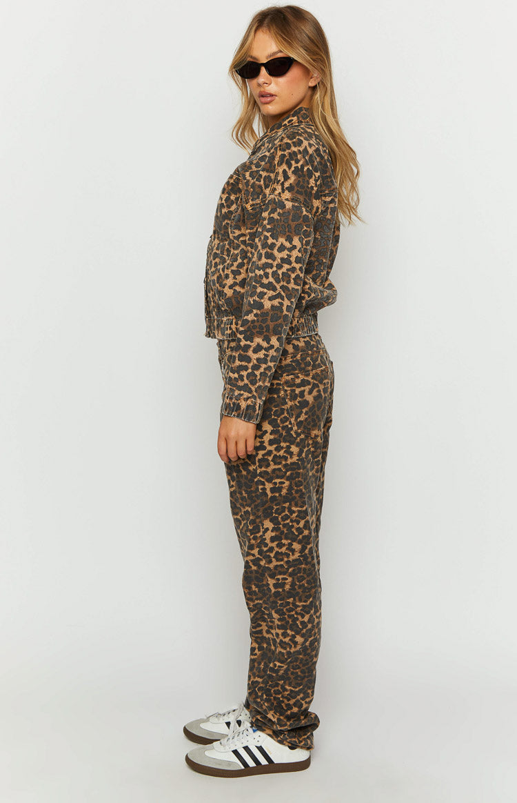 Lioness Carmela Leopard Print Denim Jacket Image