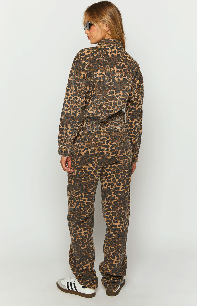 Lioness Carmela Leopard Print Denim Jacket Image