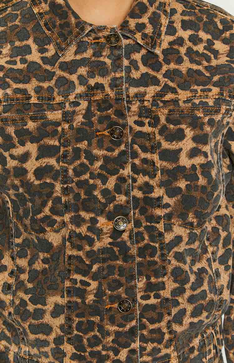 Lioness Carmela Leopard Print Denim Jacket Image