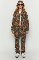 Lioness Carmela Leopard Print Straight Leg Jeans Image