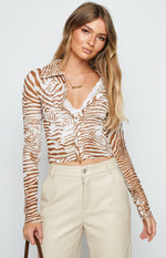 Lioness Collins Mesh Top Brown Image