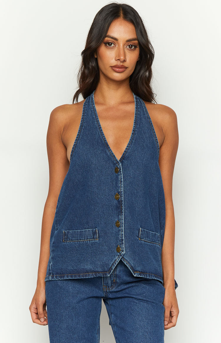 Lioness Hills Halter Dark Denim Vest Image