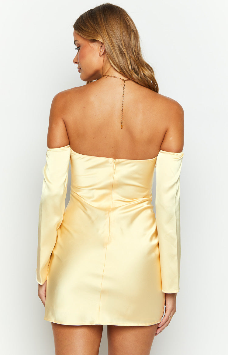 Lita Yellow Satin Mini Dress Image