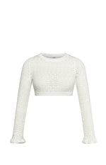 Lorri White Knit Ruffle Top Image