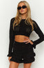 Lorri Black Knit Ruffle Shorts