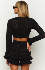 Lorri Black Knit Ruffle Shorts Image