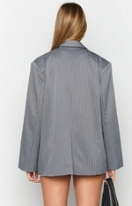 Louis Grey Striped Oversized Blazer Image