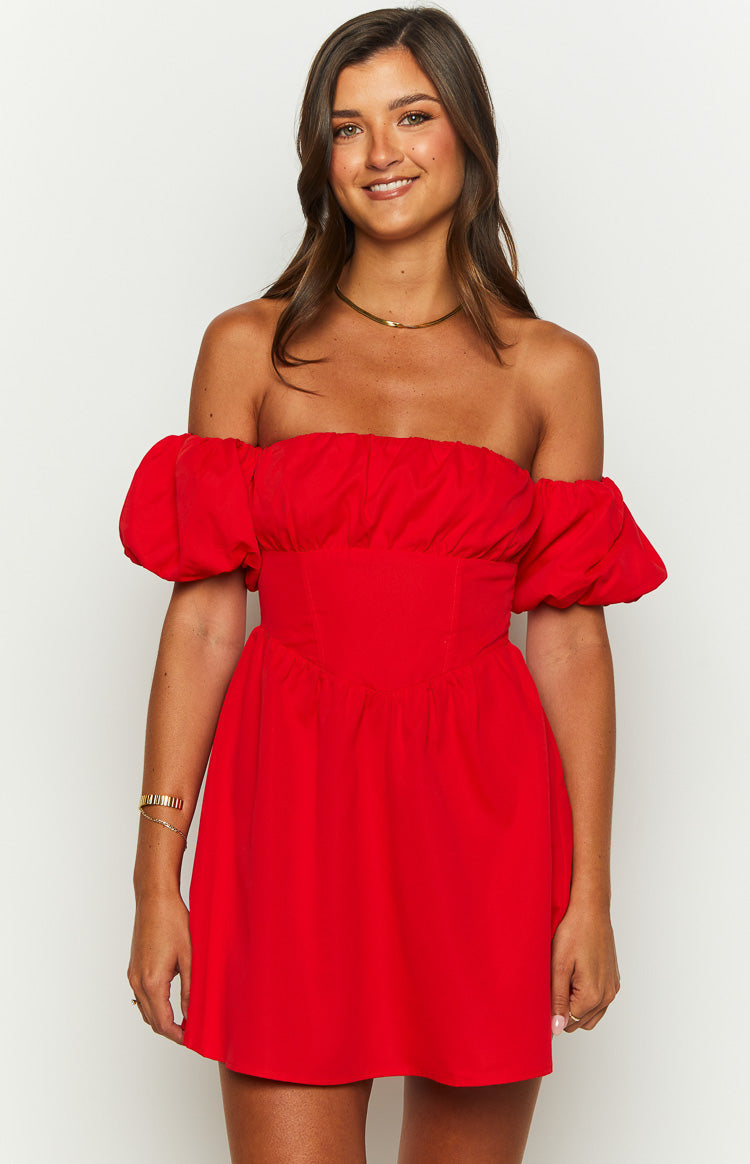 Love Lost Off The Shoulder Red Mini Dress Image