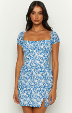 Love & Lust Blue Floral Mini Dress Image