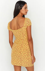 Love & Lust Yellow Floral Cap Sleeve Mini Dress Image