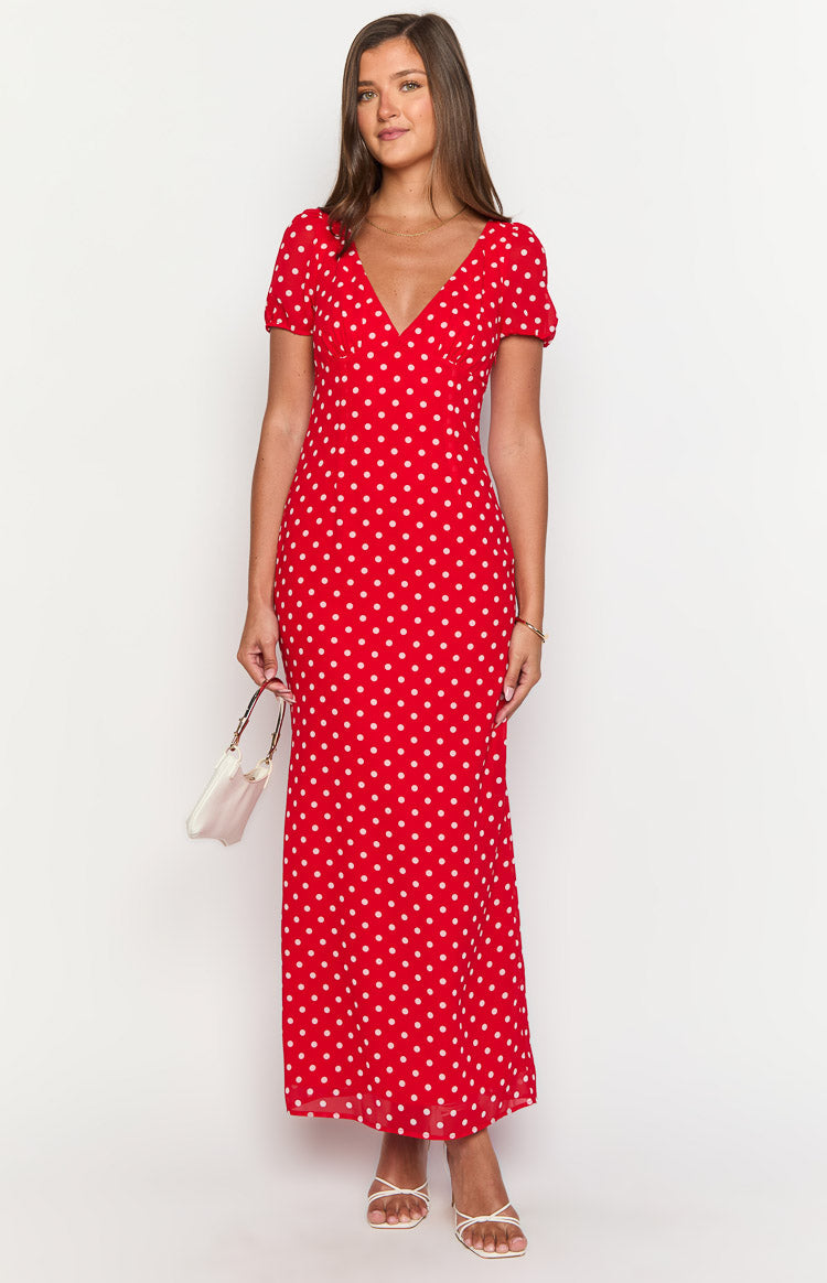 Lovella Red Polka Dot Maxi Dress Image