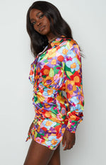 Lover Satin Shirt Dress Multi Floral Image